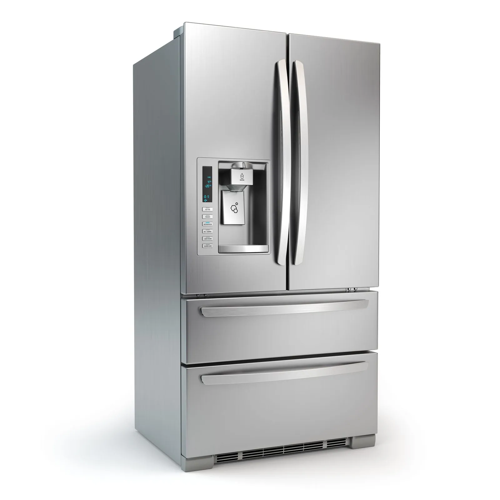 Modern side-by-side fridge after professional repair Modern side-by-side fridge after professional repair